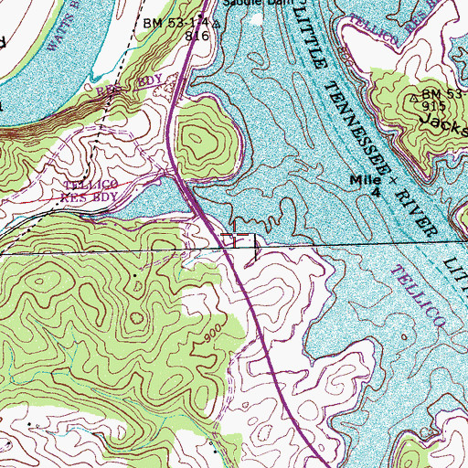 Topographic Map of Poplar Springs Recreation Area, TN
