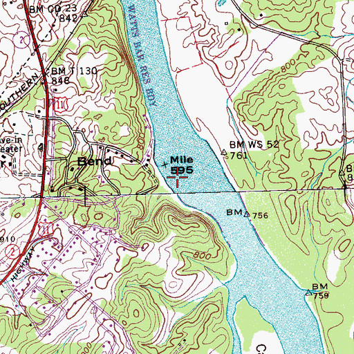 Topographic Map of Rock Quarry Bar, TN