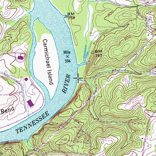 Topographic Map of Sycamore Hollow, TN