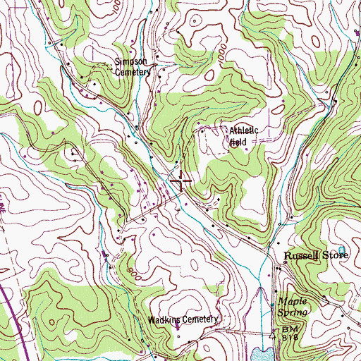 Topographic Map of Maple Spring, TN