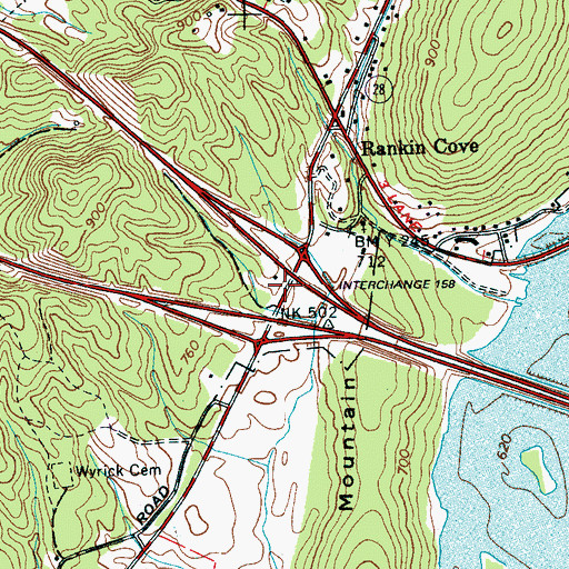 Topographic Map of Interchange 158, TN