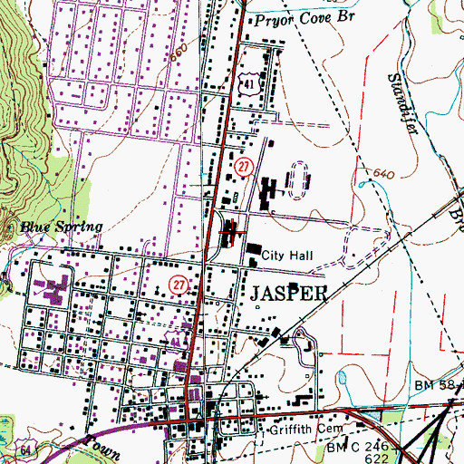 Topographic Map of Jasper Elementary School, TN