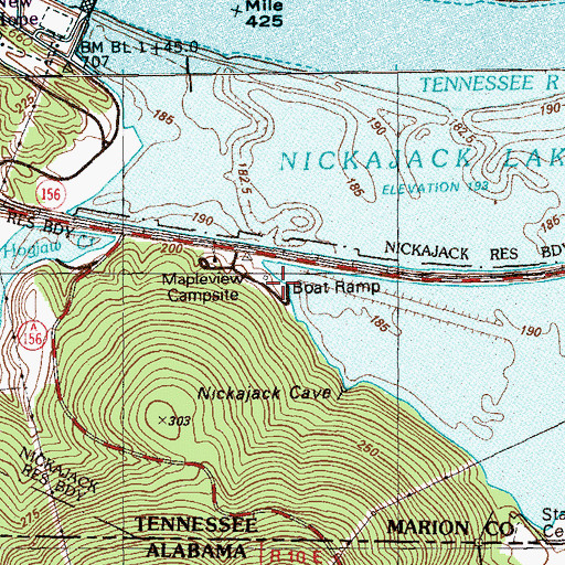 Topographic Map of Maple View Public Use Area, TN