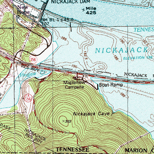 Topographic Map of Mapleview Campsite, TN