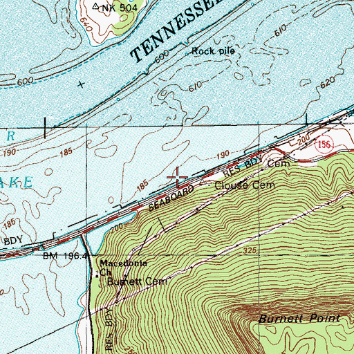 Topographic Map of Shellmound (historical), TN