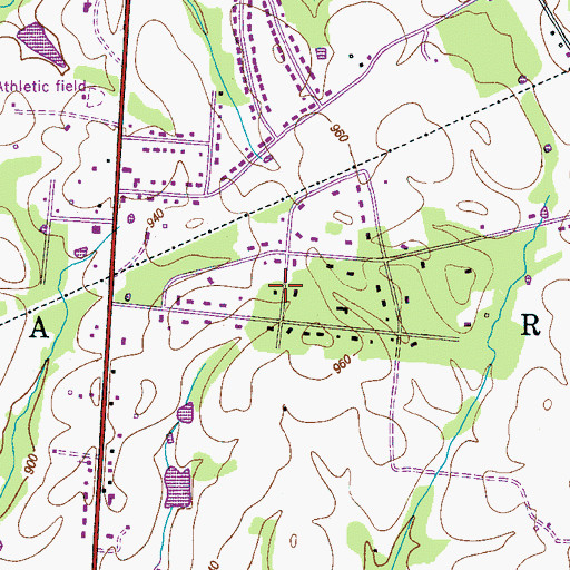 Topographic Map of Hilldale Estates, TN