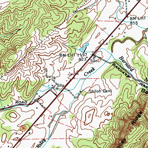 Topographic Map of Barnardsville, TN