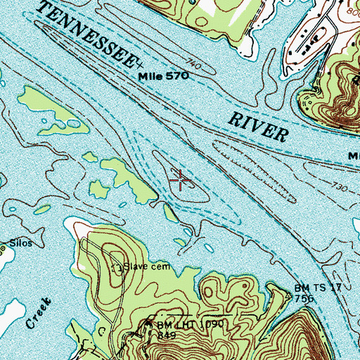 Topographic Map of Ebben Island (historical), TN