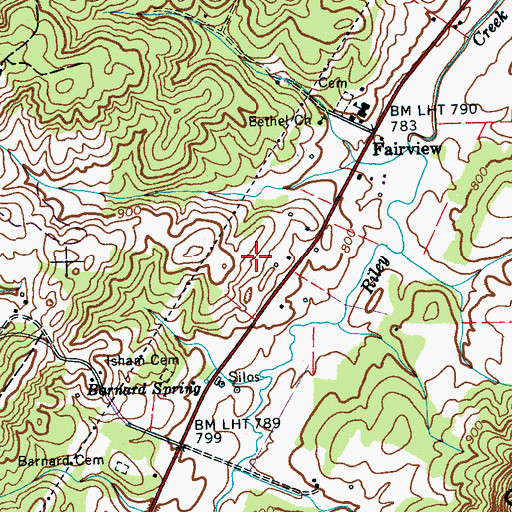 Topographic Map of Fairview Acres, TN