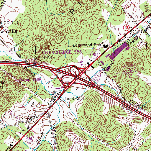 Topographic Map of Interchange 356, TN
