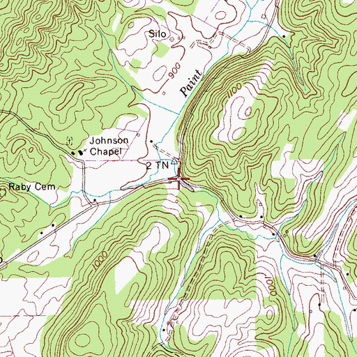 Topographic Map of Johnson, TN
