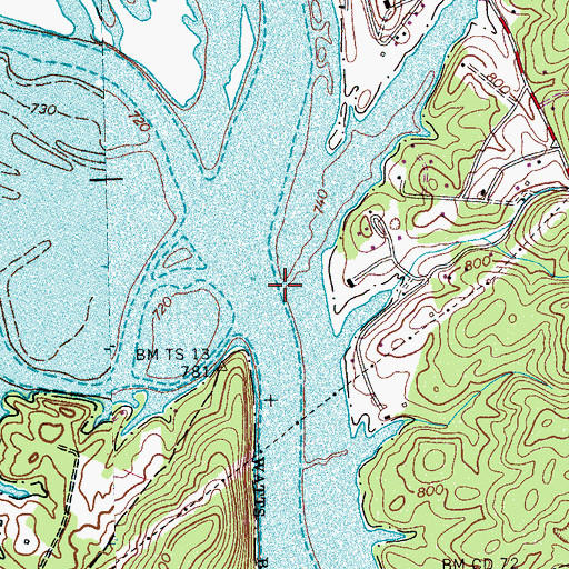 Topographic Map of Johnson Valley Creek, TN