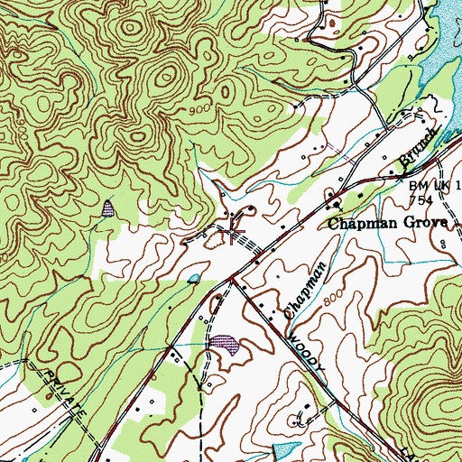 Topographic Map of Lake Shadow, TN