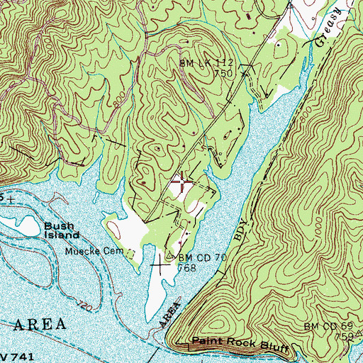 Topographic Map of Paint Rock Farm Lake Estates, TN