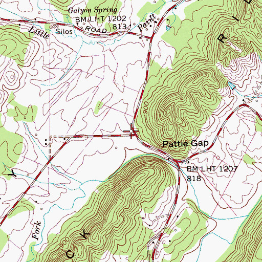 Topographic Map of Pattie Gap (historical), TN