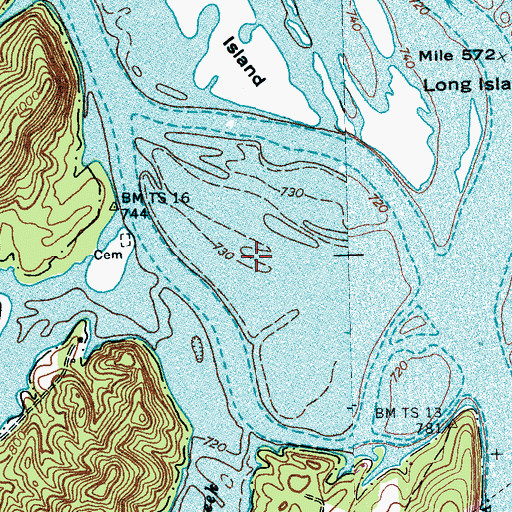 Topographic Map of Round Island (historical), TN