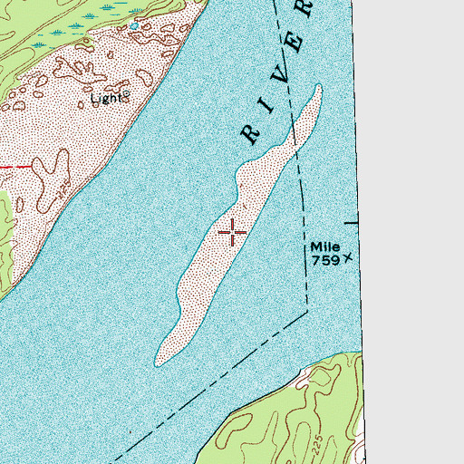 Topographic Map of Dean Island Bar, TN
