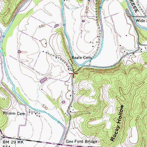 Topographic Map of Beale (historical), TN