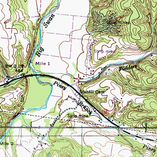 Topographic Map of Fielder Hollow, TN