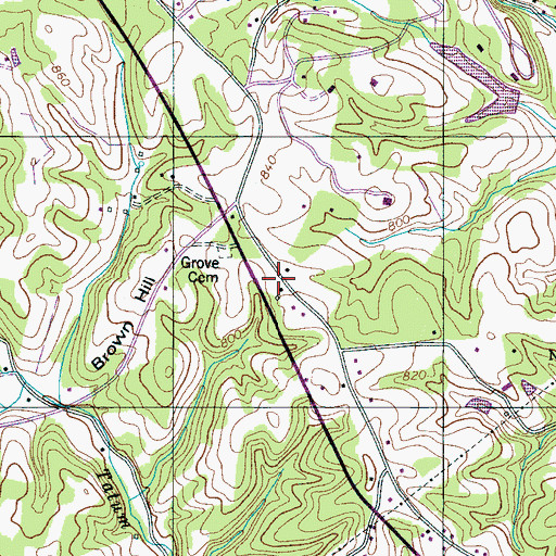 Topographic Map of Grove, TN