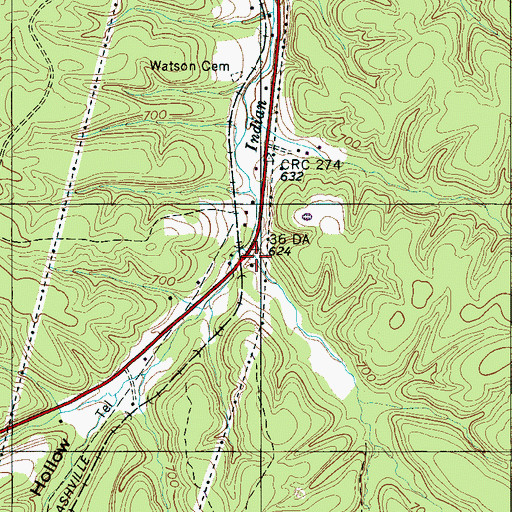 Topographic Map of Righhand Hollow, TN