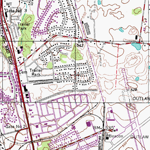 Topographic Map of Birchwood, TN