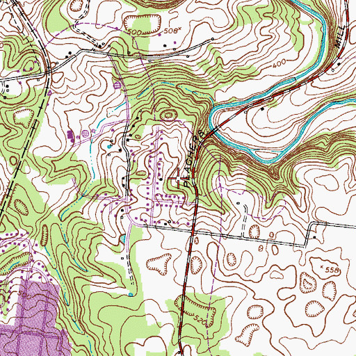 Topographic Map of Cedargold, TN