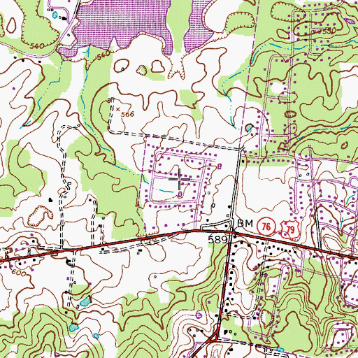 Topographic Map of Countrybrook, TN
