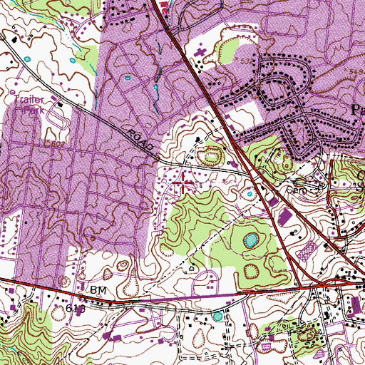 Topographic Map of Darnell Estates, TN