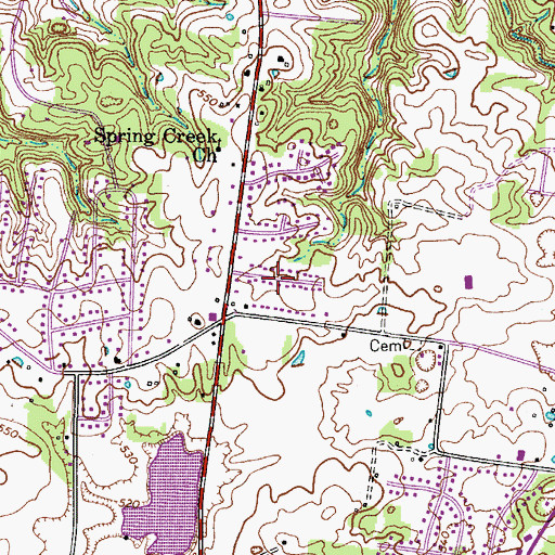 Topographic Map of Maplewood, TN