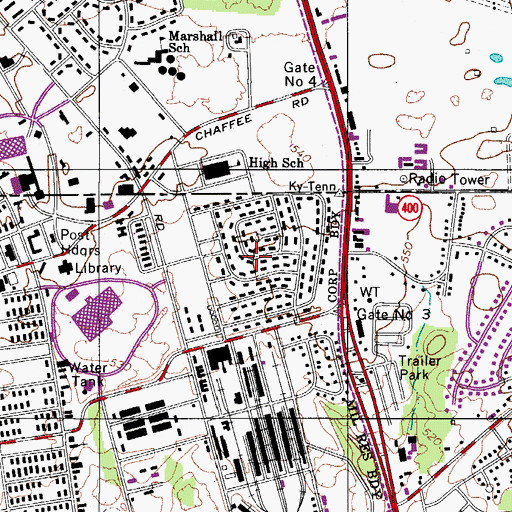 Topographic Map of Stryker Village, TN
