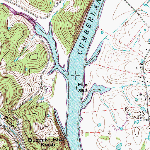 Topographic Map of Cub Creek Island (historical), TN