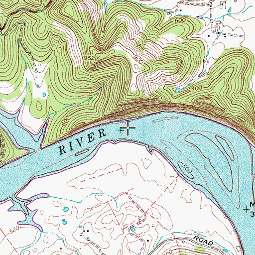 Topographic Map of Cub Creek Shoals, TN