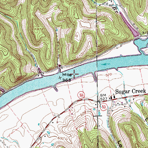Topographic Map of Hicks Ferry (historical), TN