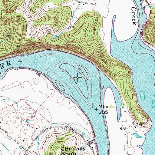 Topographic Map of Simpson Island (historical), TN