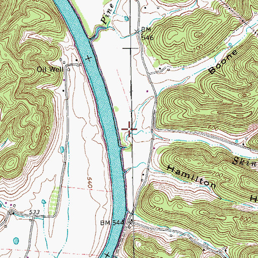 Topographic Map of Cooks Branch, TN