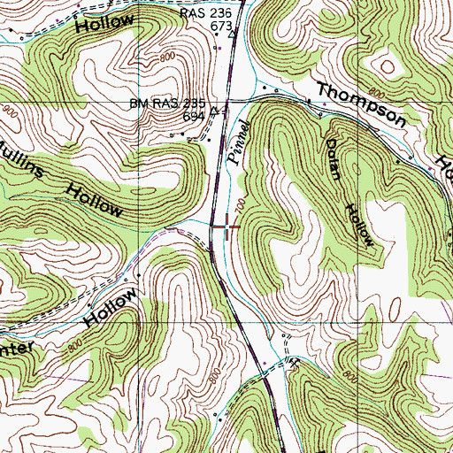 Topographic Map of Thompson Branch, TN