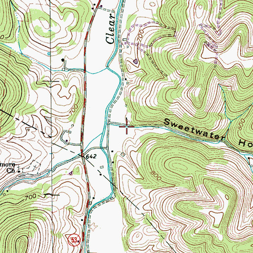 Topographic Map of Sweetwater Hollow, TN