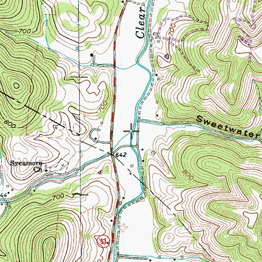 Topographic Map of Sycamore Creek, TN