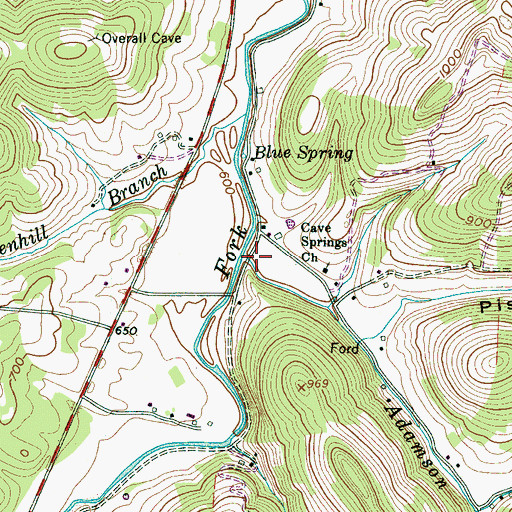 Topographic Map of Adamson Branch, TN