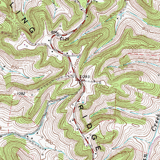 Topographic Map of Chapling Ridge, TN
