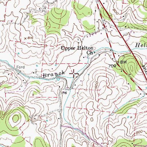 Topographic Map of Coon Branch, TN