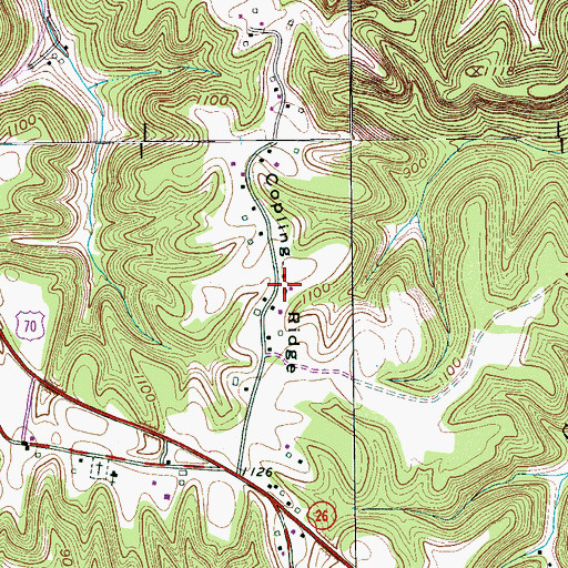 Topographic Map of Copling Ridge, TN