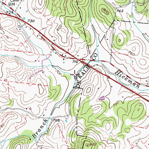 Topographic Map of Eavens Branch, TN