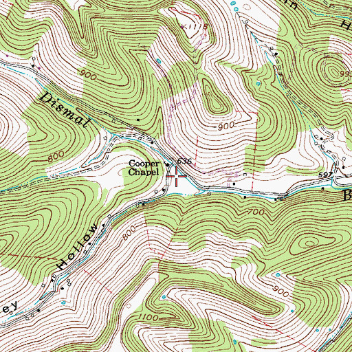 Topographic Map of Henley Hollow, TN