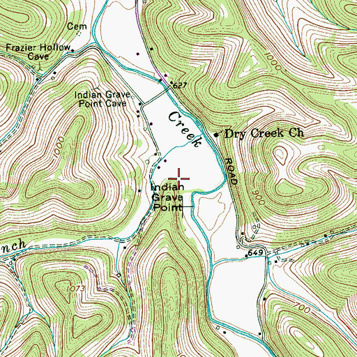 Topographic Map of Indian Grave Point, TN