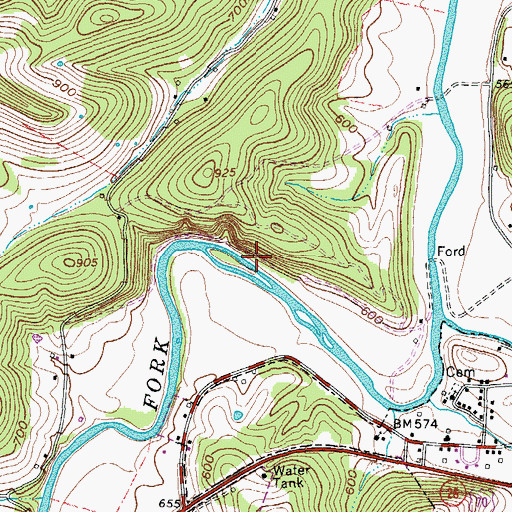 Topographic Map of Gin Bluff, TN