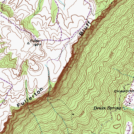 Topographic Map of Fullerton Bluff, TN