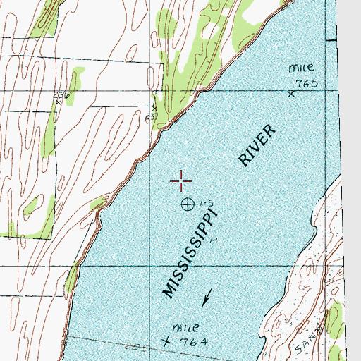 Topographic Map of Howards Landing, TN