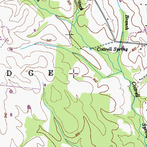 Topographic Map of Three Oaks, TN